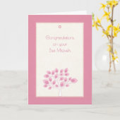 Bat Mitzvah Herzlichen Glückwunsch, rosa Baum Karte (Gelbe Blume)