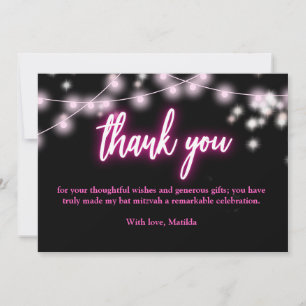 Bat Mitzvah Hot Pin Neon Thema Dankeskarte