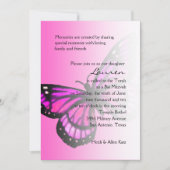 Bat Mitzvah Hot Pink Butterfly Ombre Einladung (Vorderseite)