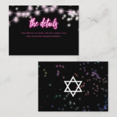 Bat Mitzvah Hot Pink Neon Themed Party Details Begleitkarte (Vorne/Hinten)