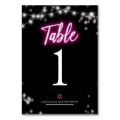 Bat Mitzvah Hot Pink Neon Themed Tischnummer (Rückseite)