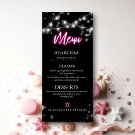 Bat Mitzvah Hot Pink Neon Themenmenü Menükarte<br><div class="desc">Wir freuen uns, Ihnen unsere moderne Kalligraphie-Neon-inspiriert-Suite für einen glänzenden Bar oder Bat Mitzvah vorstellen zu können! Diese lustige Kollektion beinhaltet alles, was Sie brauchen, von Servietten und Tellern auf Papier bis hin zu einem gemütlichen Schild und vielem mehr. Wenn Sie Fragen haben oder Hilfe bei der Personalisierung benötigen, senden...</div>