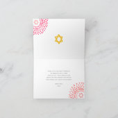 Bat Mitzvah Hot Pink Sternexplosion Fettgelb Dankeskarte (Innenseite)