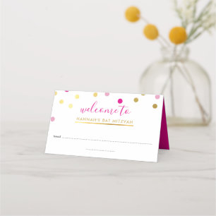 BAT MITZVAH hübsch Glam Konfetti-Spot Goldpink Platzkarte