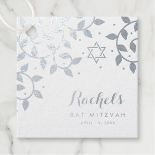 Bat Mitzvah Hübscher Baum des Lebens Silberfolie Geschenkanhänger