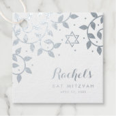 Bat Mitzvah Hübscher Baum des Lebens Silberfolie Geschenkanhänger (Vorderseite)
