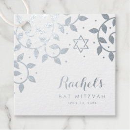 Bat Mitzvah Hübscher Baum des Lebens Silberfolie Geschenkanhänger