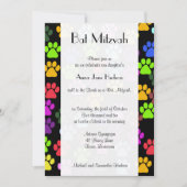 Bat Mitzvah - Hundepaws, Paw-Drucke - Blue Green Einladung (Vorderseite)