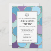 Bat Mitzvah Ihre Farben Kreise in Silber Einladung (Vorderseite)