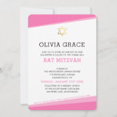 BAT MITZVAH INVITE einfache, moderne Winkel rosa Einladung (Vorderseite)