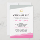 BAT MITZVAH INVITE einfache, moderne Winkel rosa Einladung (Vorderseite)
