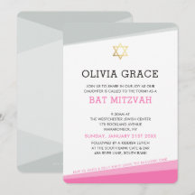BAT MITZVAH INVITE einfache, moderne Winkel rosa