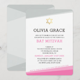 BAT MITZVAH INVITE einfache, moderne Winkel rosa Einladung