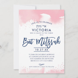 BAT MITZVAH INVITE handbuchstabiert rosa Aquarell Einladung