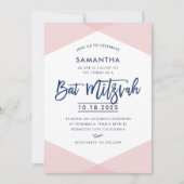 BAT MITZVAH INVITE handsignierte Marine mit hellro Einladung (Vorderseite)
