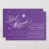 BAT MITZVAH INVITE stilvolle Typografie ombre lila Einladung (Vorne/Hinten)