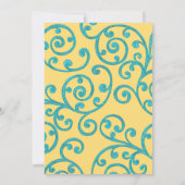 Bat Mitzvah irgendeine Farbe Aqua Scroll Design Einladung (Rückseite)