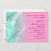 Bat Mitzvah Jede Farbe mit Aqua Ombre Schmetterlin Einladung (Vorderseite)