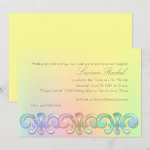 Bat Mitzvah jeder Farbe Hintergrund Einladung
