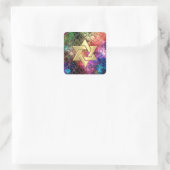 Bat Mitzvah Jewel Tones Glimmery Abstraktes Muster Quadratischer Aufkleber (Tasche)