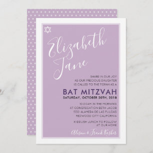BAT MITZVAH jüdischer Stern modern zwischen lila l Einladung