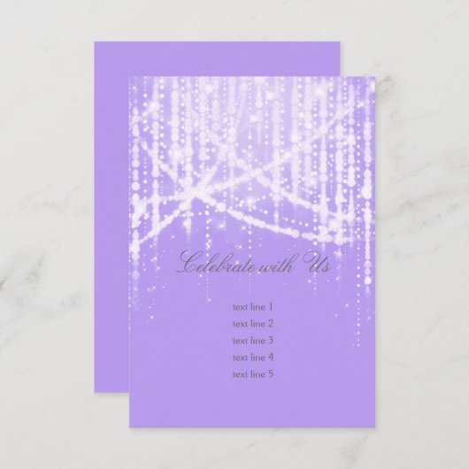 Bat Mitzvah Lavender Lila Funkelnd Leuchten Einladung (Vorne/Hinten)