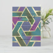 Bat Mitzvah Layered Stars von David Lila Blue Einladung (Stehend Vorderseite)