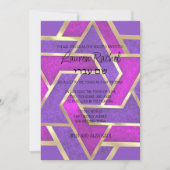 Bat Mitzvah Layered Stars von David Lila Pink Einladung (Vorderseite)