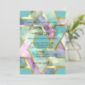 Bat Mitzvah Layered Stars von David Pastel Colors Einladung (Stehend Vorderseite)