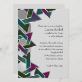 Bat Mitzvah Lila Aquamariner Star von David auf je Einladung (Vorne/Hinten)