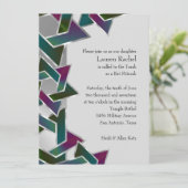 Bat Mitzvah Lila Aquamariner Star von David auf je Einladung (Stehend Vorderseite)