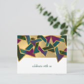 Bat Mitzvah Lila Aquamariner Star von David auf je Einladung (Stehend Vorderseite)