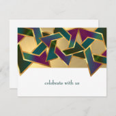 Bat Mitzvah Lila Aquamariner Star von David auf je Einladung (Vorne/Hinten)