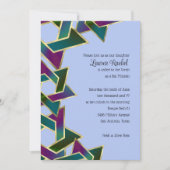 Bat Mitzvah Lila Aquamariner Star von David auf je Einladung (Vorderseite)