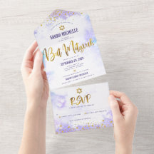 Bat Mitzvah lila Aquarellgold-Skript moderne