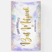 Bat Mitzvah lila Aquarellgoldfolienskript Banner (Vertikal)