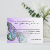 Bat Mitzvah Lila Butterfly UAWG RSVP Karte (Stehend Vorderseite)