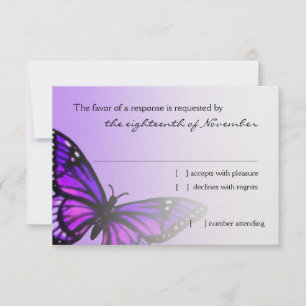 Bat Mitzvah Lila Butterfly UAWG RSVP Karte