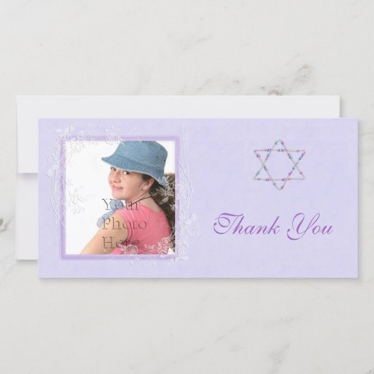 Bat Mitzvah Lila Dankeskarte (Vorderseite)