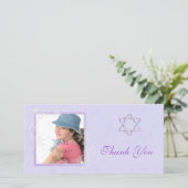 Bat Mitzvah Lila Dankeskarte (Stehend Vorderseite)