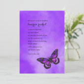 Bat Mitzvah Lila Glitzer Butterfly Wasserfarbe Einladung (Stehend Vorderseite)