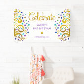 Bat Mitzvah Lila Gold Foil Script Tree of Life Banner (Insitu)