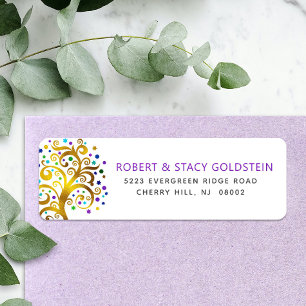 Bat Mitzvah Lila Goldene Tree o Life Rücksendeadre
