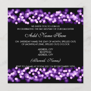 Bat Mitzvah Lila Hollywood Glam Einladung