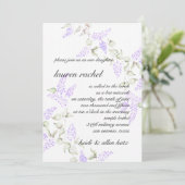 Bat Mitzvah Lila Lilac Floral Vine Einladung (Stehend Vorderseite)