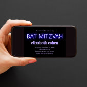 Bat Mitzvah Lila Neon Lights Save the Date Einladung