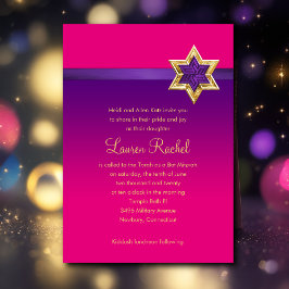 Bat Mitzvah Lila Ombre Ribbon und Star Einladung