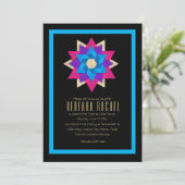 Bat Mitzvah Lila Pink Blue Star Blume Einladung (Stehend Vorderseite)