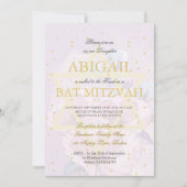 Bat Mitzvah Lila Poppies Gold Star von David Einladung (Vorderseite)