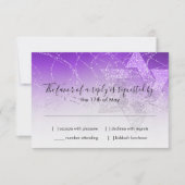 Bat Mitzvah Lila Star Glittery RSVP Card (Vorderseite)